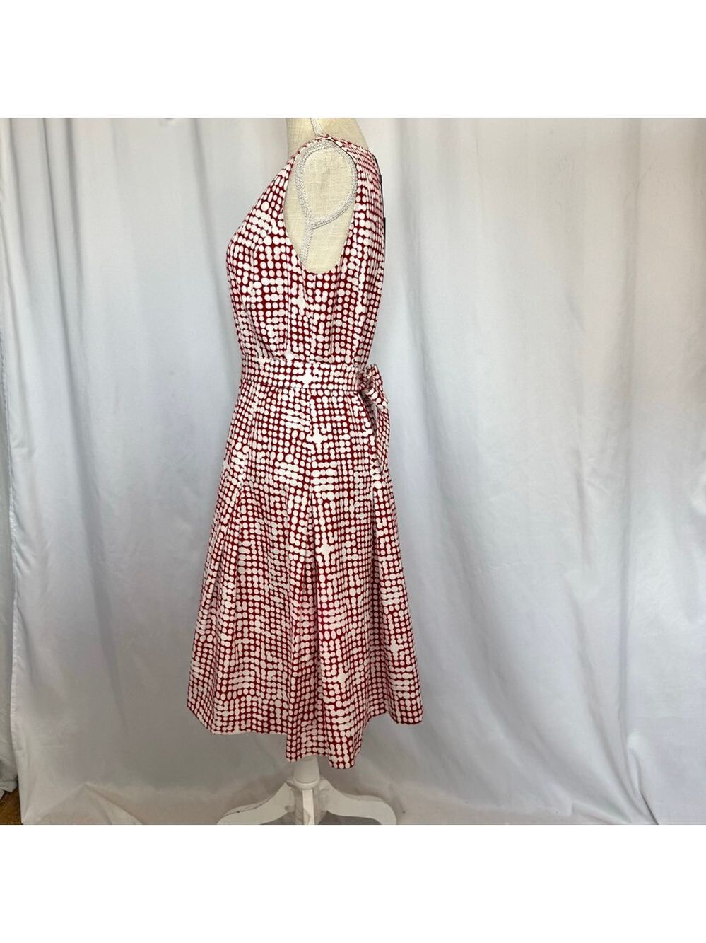 St. John Collection MidiDress Women's 10 Fit & Flare Red & White Sleeveless - Picture 2 of 13